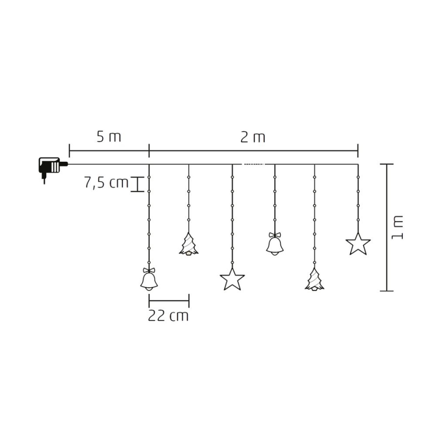 LED utomhusljusslinga, 186 LED, 7 m, IP44, kallvit
