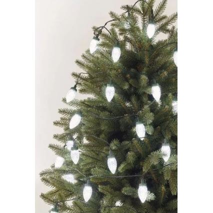 LED utomhusljusslinga 50 LED / 8 funktioner, 14,8 m, IP44, kallvit