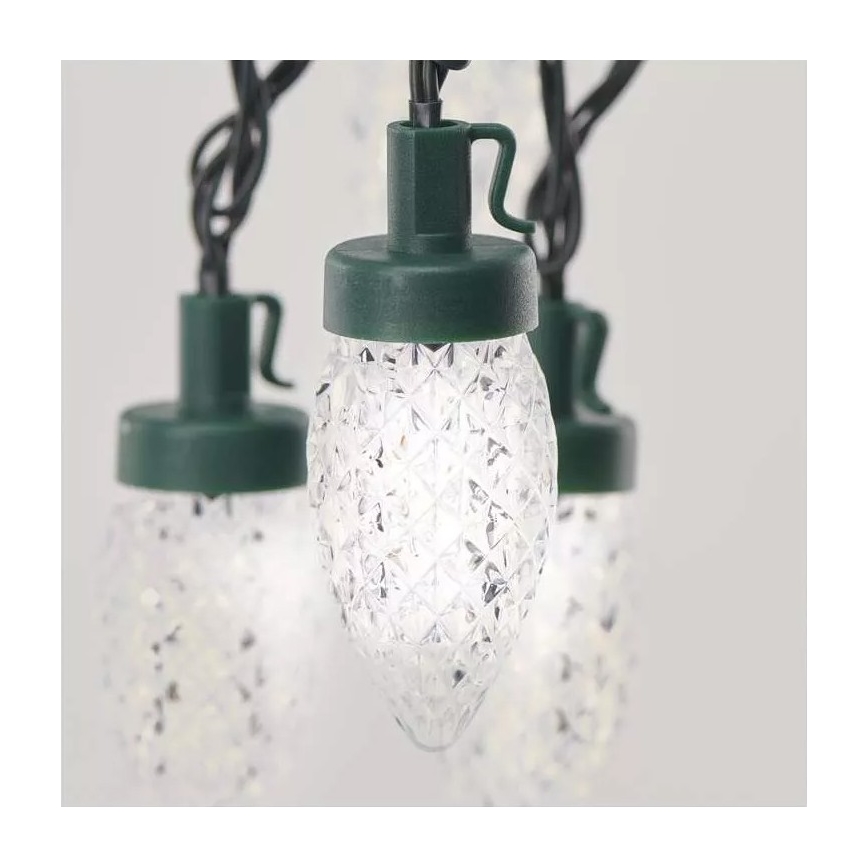 LED utomhusljusslinga 50 LED / 8 funktioner, 14,8 m, IP44, kallvit