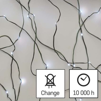 LED utomhusljusslinga 75xLED/12,5m IP44 kallvit