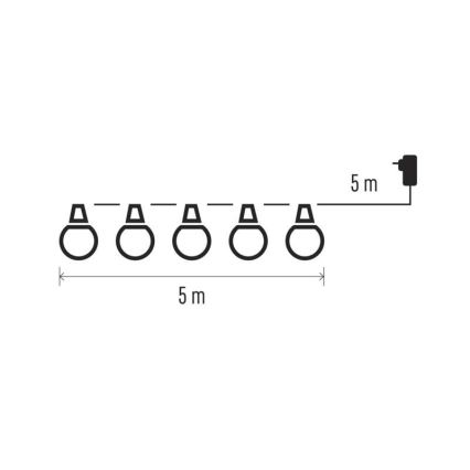 LED utomhusljusslinga dekorativ 10xLED/10m IP44 vit