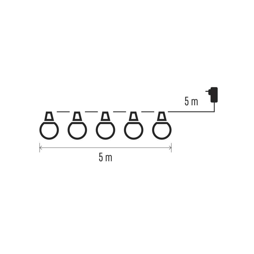 LED utomhusljusslinga dekorativ 10xLED/10m IP44 vit