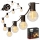 LED utomhusljusslinga för dekoration, 20 lampor (E12-sockel), 1 W/st, 230 V, 20 m, IP65, svart