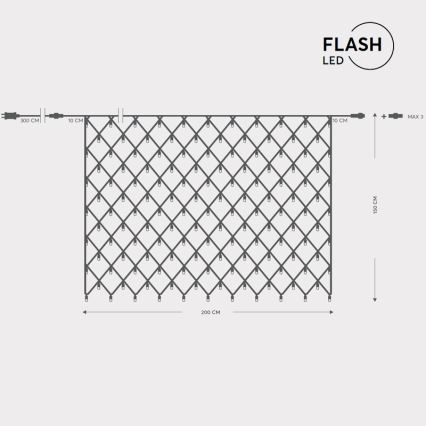 LED utomhusnät NET 240xLED/7,2W/230V 1,5x2 m IP44 varmvit