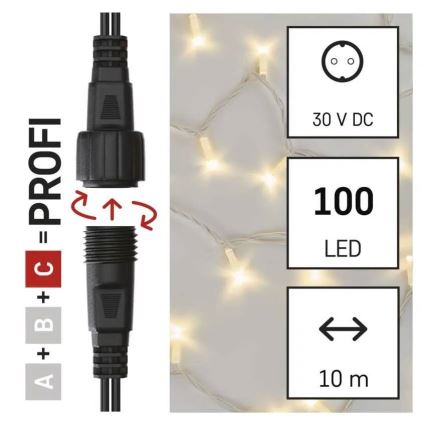 LED utomhusslinga 100 LED / 10 m, IP44, varmvit