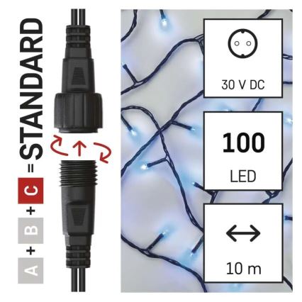 LED utomhusslinga 100xLED/10m IP44 blå