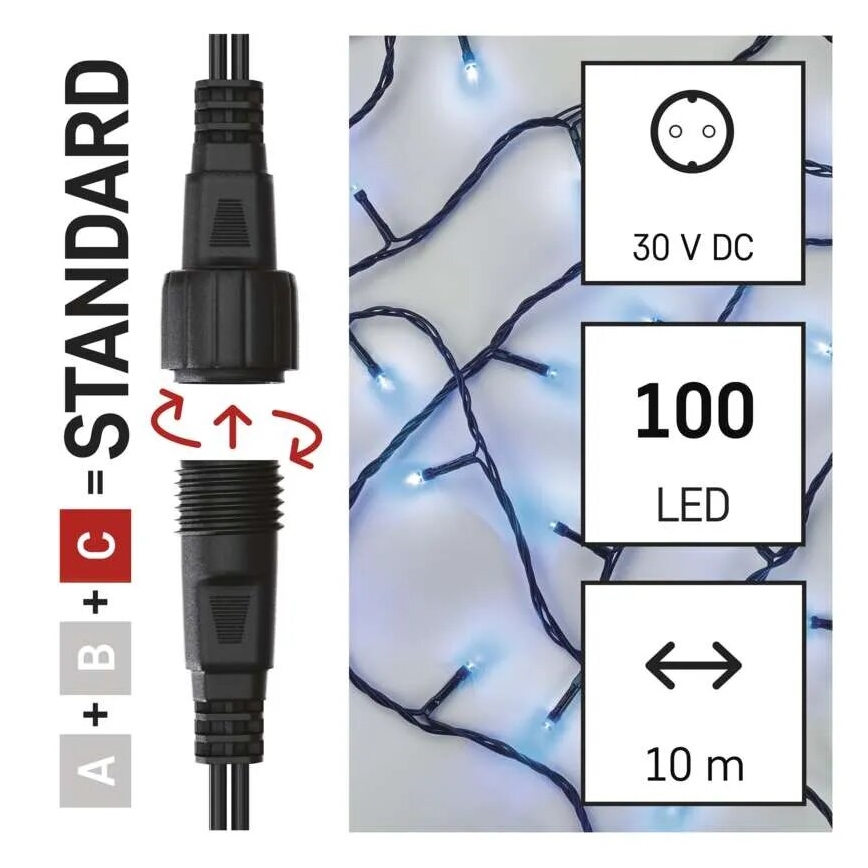LED utomhusslinga 100xLED/10m IP44 blå