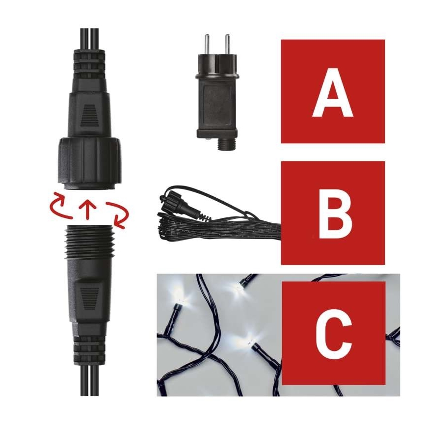 LED  utomhusslinga 100xLED/15m IP44 kallvit