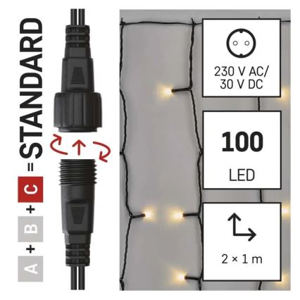 LED utomhusslinga 100xLED/1x2m IP44 varmvit