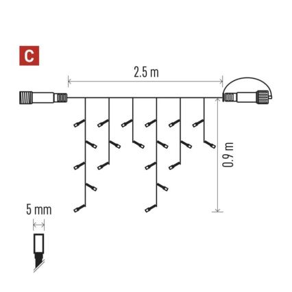 LED utomhusslinga 100xLED/2,5x0,9m IP44 kallvit