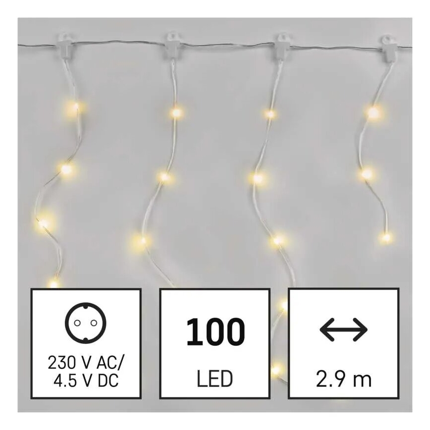 LED utomhusslinga 100xLED/8 funktioner 7,9x0,7m IP44 varmvit
