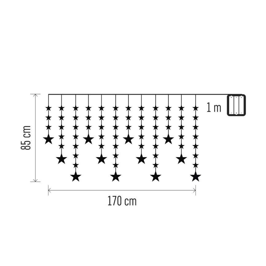 LED utomhusslinga 120 LED/8 funktioner 3×AA 1,7 m IP44 kallvit