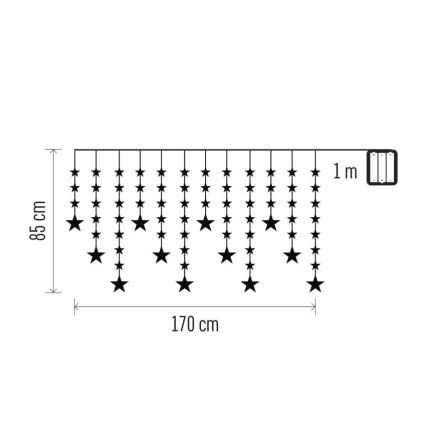 LED utomhusslinga 120xLED 3xAA 1,7 m IP44 varmvit