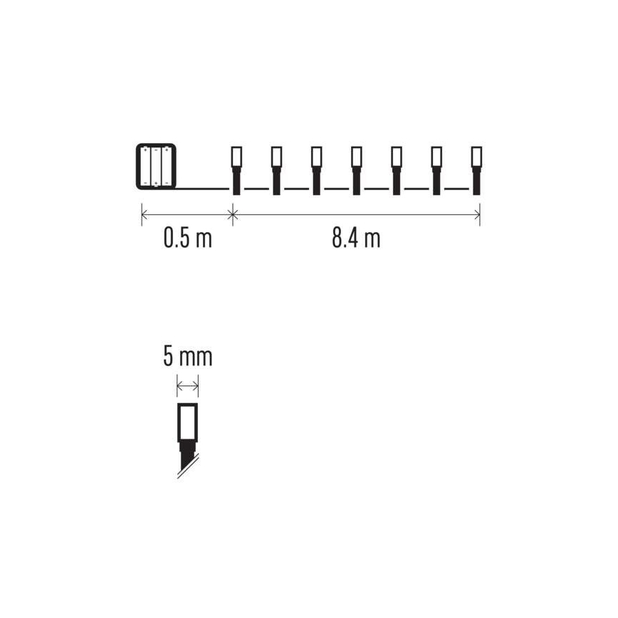 LED utomhusslinga 120xLED/3xAA 8,9m IP44 varmvit