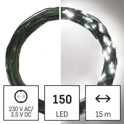 LED utomhusslinga 150xLED/20m IP44 kallvit
