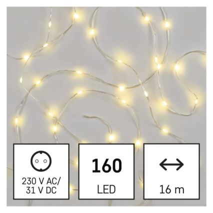 LED-utomhusslinga 160xLED/21m IP44 varmvit