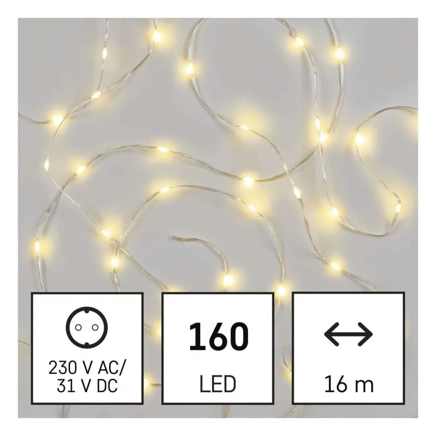 LED-utomhusslinga 160xLED/21m IP44 varmvit