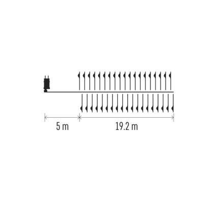 LED utomhusslinga 1920xLED/8 funktioner 19,2m IP44 kallvit