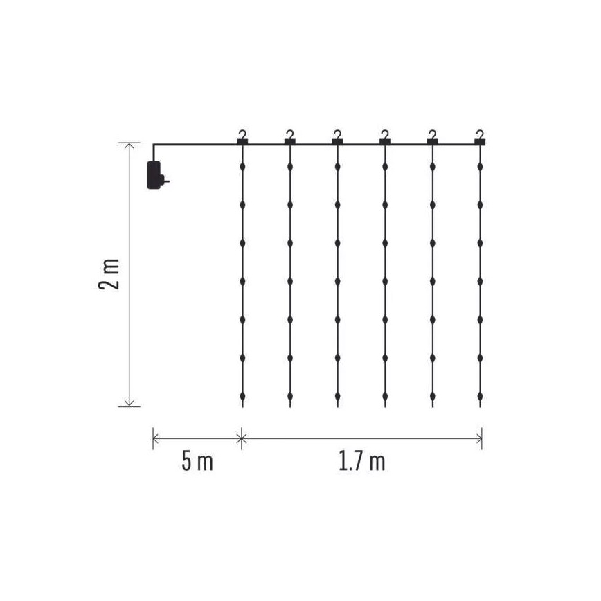LED utomhusslinga 240 LED/8 funktioner 6,7 m IP44 varmvit