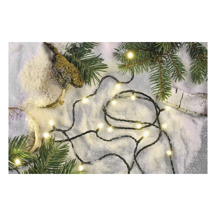 LED-utomhusslinga 240 LED / 8 lägen, 29 m, IP44, varmvit