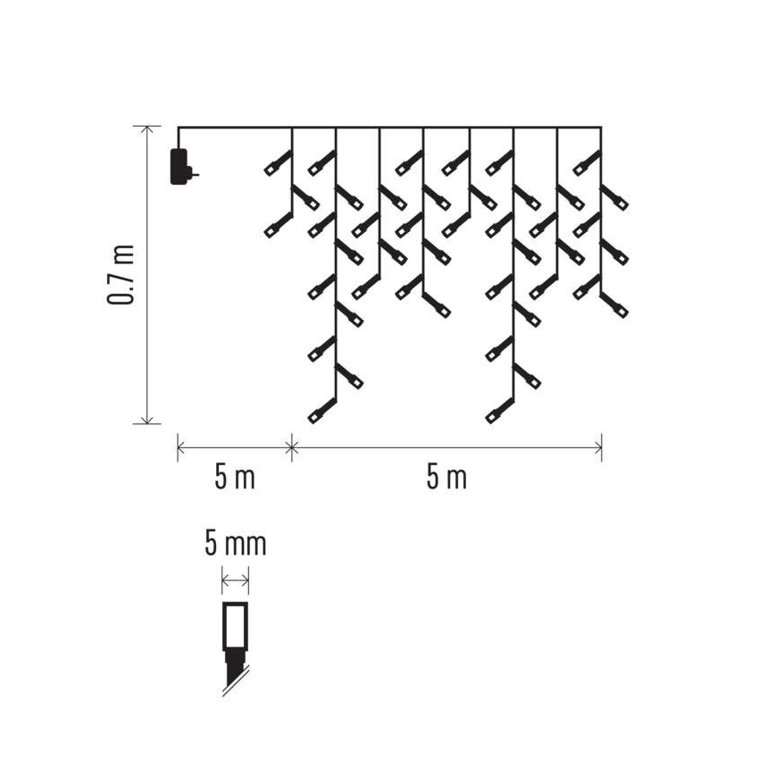 LED utomhusslinga 300xLED/8 lägen 10m IP44 varmvit + fjärrkontroll
