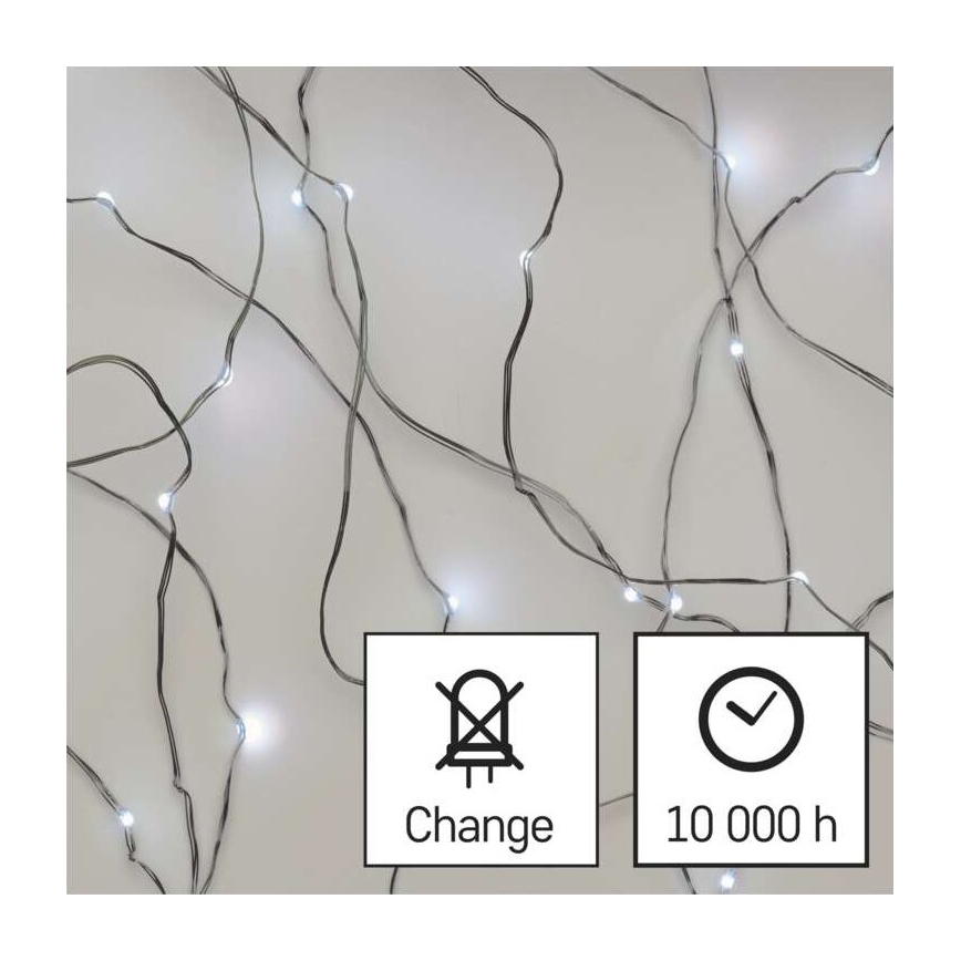 LED utomhusslinga 40xLED/9m IP44 kallvit