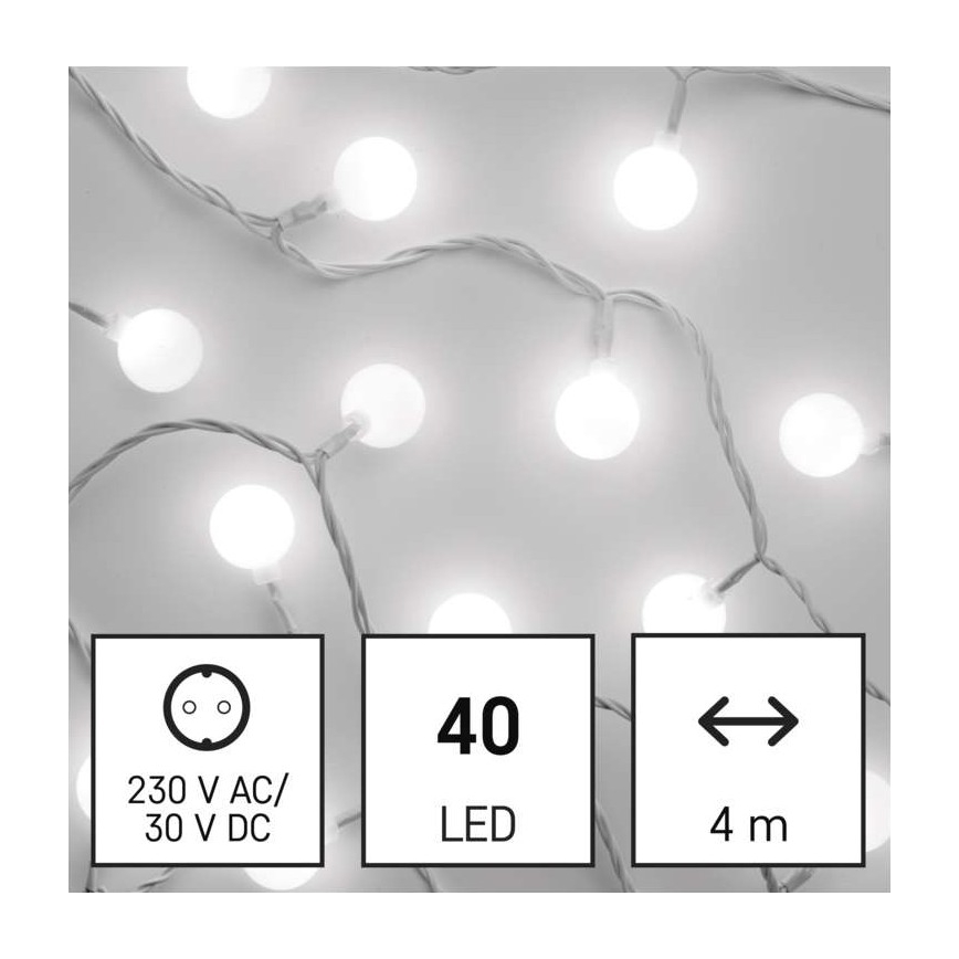 LED utomhusslinga 40xLED/9m IP44 kallvit