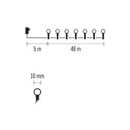 LED utomhusslinga 480xLED/53m IP44 flerfärgad