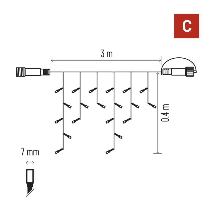 LED utomhusslinga 50xLED/3x0,4m IP44 kallvit