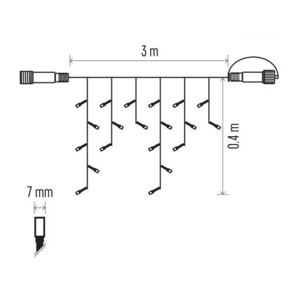 LED utomhusslinga 50xLED/3x0,4m IP44 kallvit/varmvit