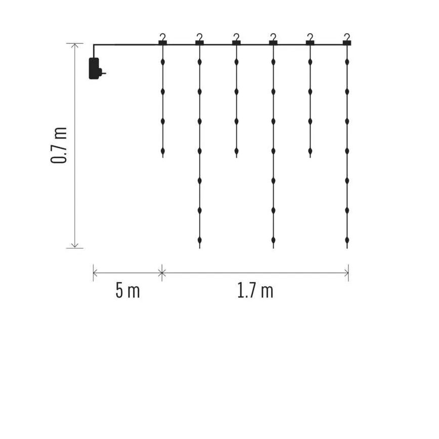 LED utomhusslinga 54xLED/8 funktioner 6,7x0,7m IP44 varmvitt