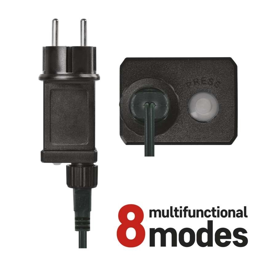 LED-utomhusslinga 600 LED, 8 lägen, 15 m, IP44, kallvit