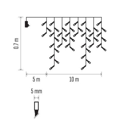 LED-utomhusslinga 600 LED, 8 lägen, 15 m, IP44, kallvit