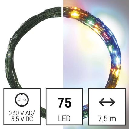 LED utomhusslinga 75xLED/12,5m IP44 flerfärgad