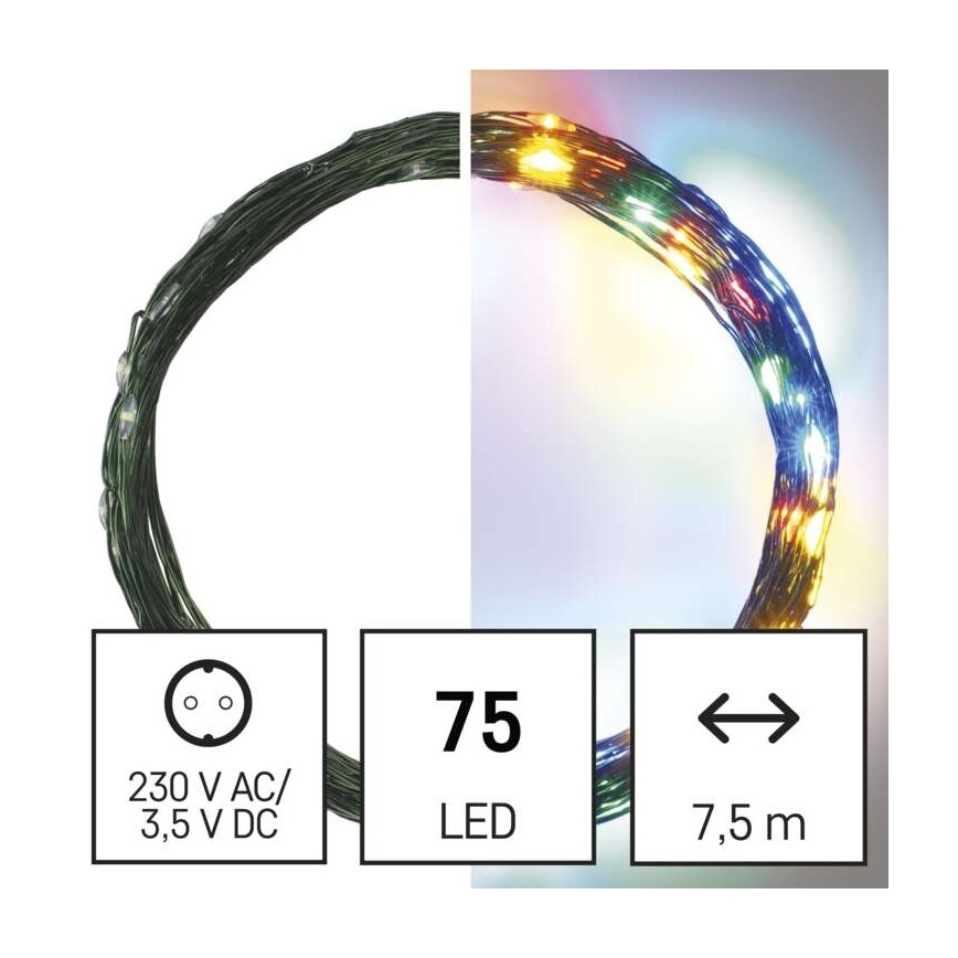 LED utomhusslinga 75xLED/12,5m IP44 flerfärgad