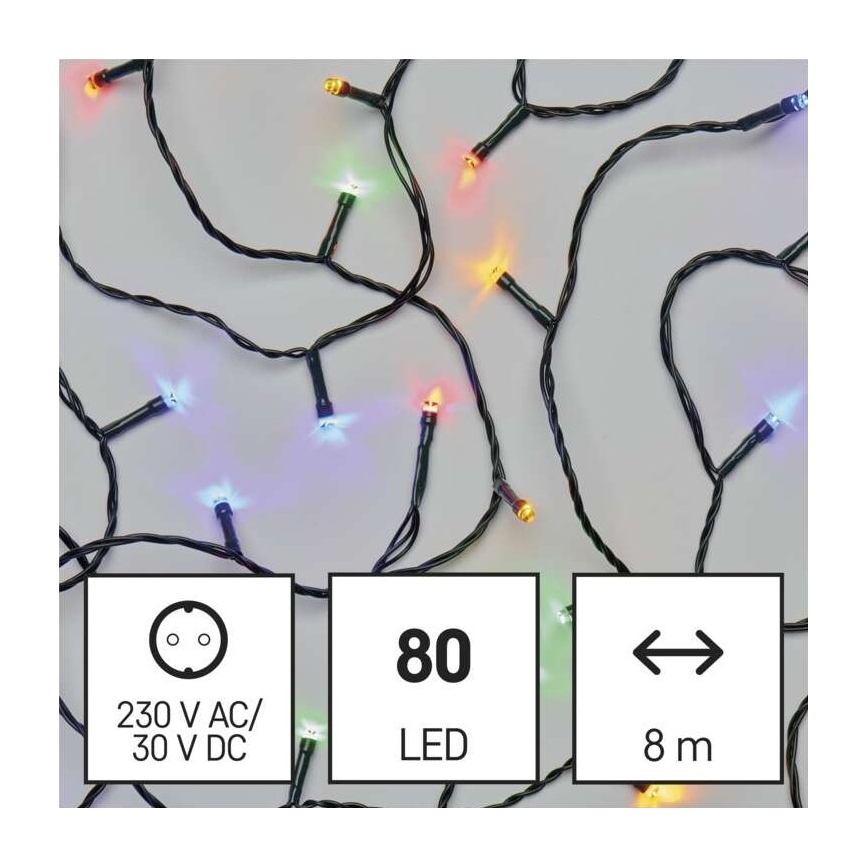 LED utomhusslinga 80xLED/13m IP44 flerfärgad