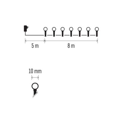 LED utomhusslinga 80xLED/13m IP44 kallvit