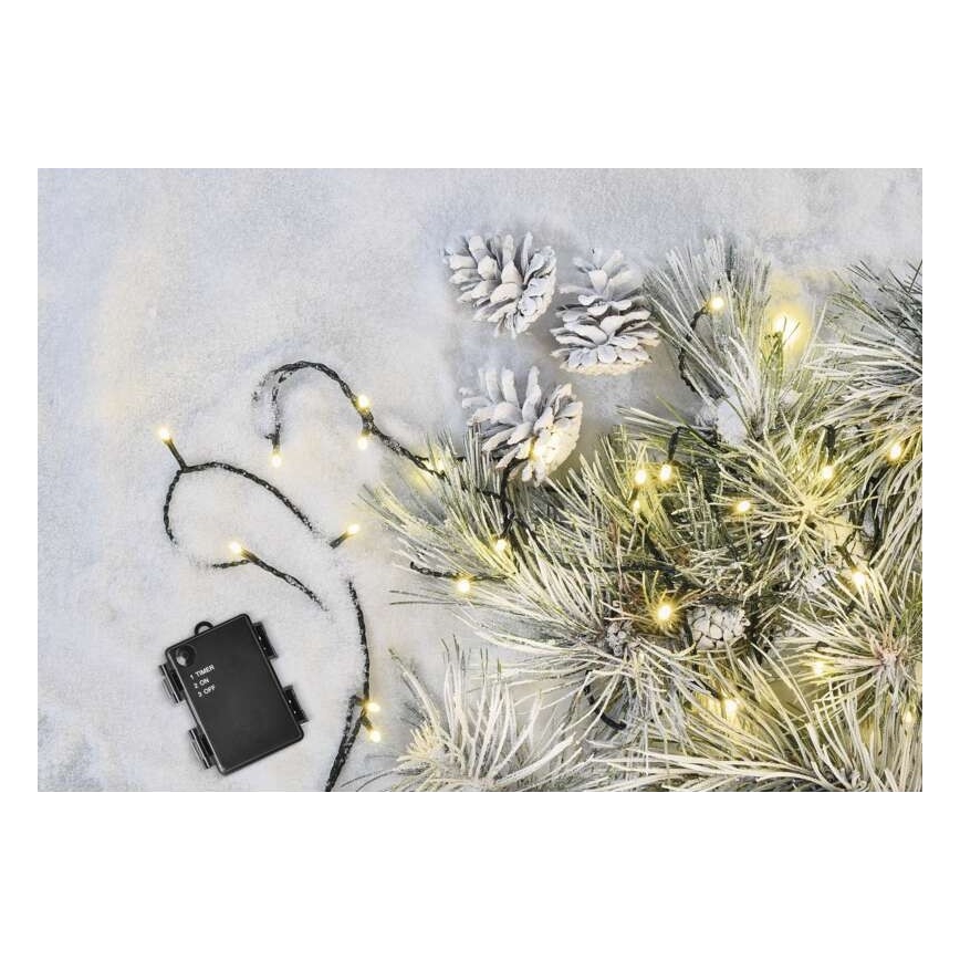 LED utomhusslinga 80xLED/3xAA 6,1 m IP44 varmvit