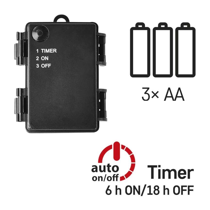 LED utomhusslinga 80xLED/3xAA 6,1 m IP44 varmvit