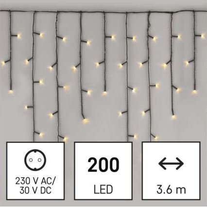 LED utomhusslinga för jul 200xLED/8 lägen 8,6m IP44 varmvit