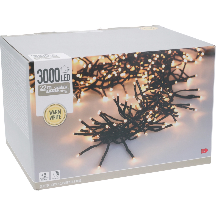 LED utomhusslinga för jul 3000xLED/230V/8 funktioner 24,8 m IP44 varmvit