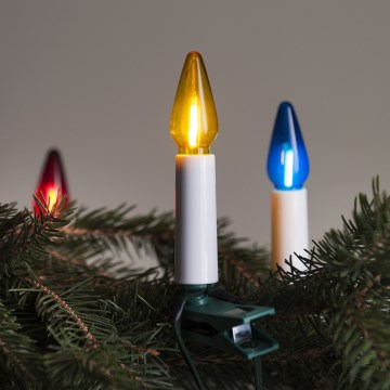 LED utomhusslinga för jul FELICIA FILAMENT 20xE10 19m flerfärgad/varmvitt IP44, Tillverkad i Tjeckien