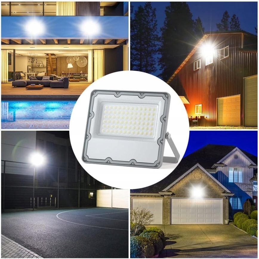 LED utomhusstrålkastare 100 W, 230 V, 4500 K, IP65, grå