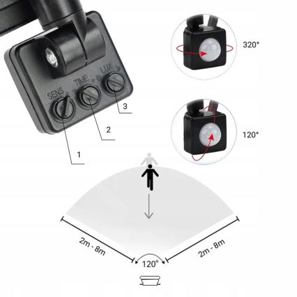 LED Utomhusstrålkastare med en sensor LED/50W/230V 4000K IP65 svart
