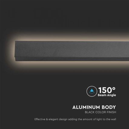 LED utomhusväggarmatur LED/16W/230V 3000K IP65 101 cm svart