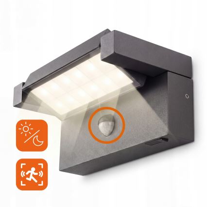 LED utomhusvägglampa med rörelse- och skymningssensor LED/25W/230V 3000/4000/6500K IP54 svart