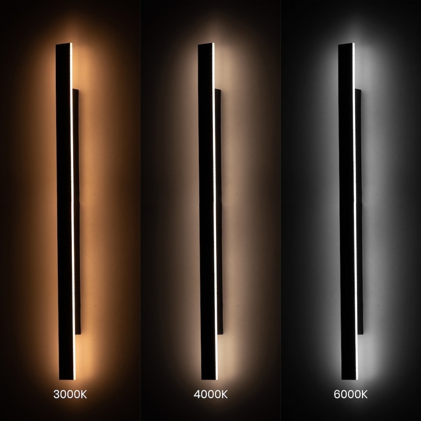 LED utomhusvägglampa WOW 20W/230V 3000/4000/6000K 120 cm IP54 svart