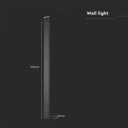 LED utomhusvägglampa 10 W, 230 V, 3000 K, IP65, 51 cm, antracit