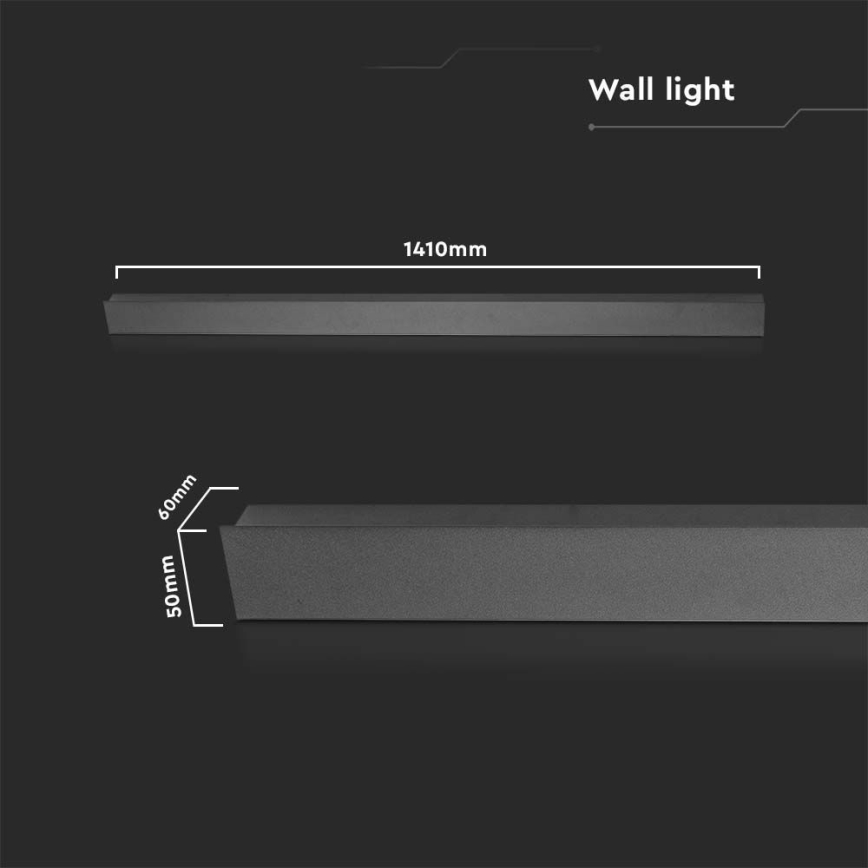 LED-utomhusvägglampa 23 W, 230 V, 4000 K, IP65, 141 cm, svart