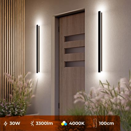 LED utomhusvägglampa LED/30W/230V 100 cm IP65 svart